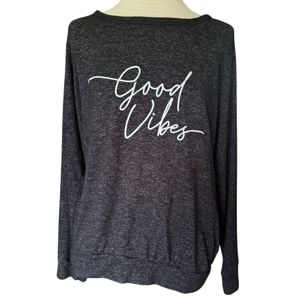 Buffalo Gray Viscose Stretch Sweatshirt Women L Cozy Good Vibes Pullover Blogger
